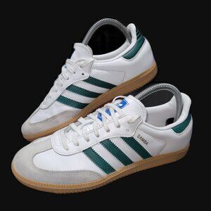 ADIDAS Samba Men's Size 9.5 OG Originals Men's White Collegiate Green Sneakers